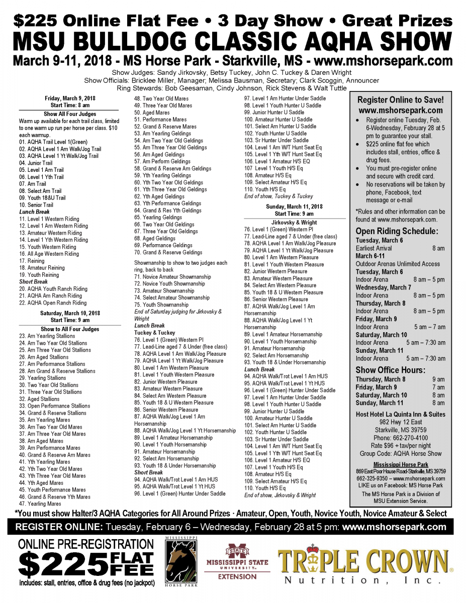 MSU Bulldog Classic AQHA Show Mississippi Horse Park